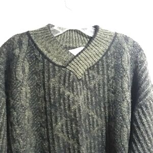 Made in Italy Limited Editions  Men's  Wool Blend Sweater Green and Black Large